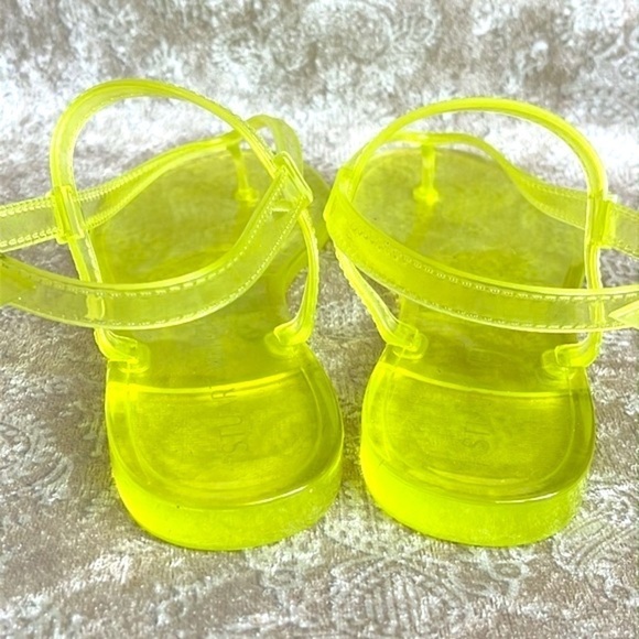 Brand New Stuart Weitzman Jelly Florescent Yellow Thong Ankle Strap Sandals - Picture 9 of 14